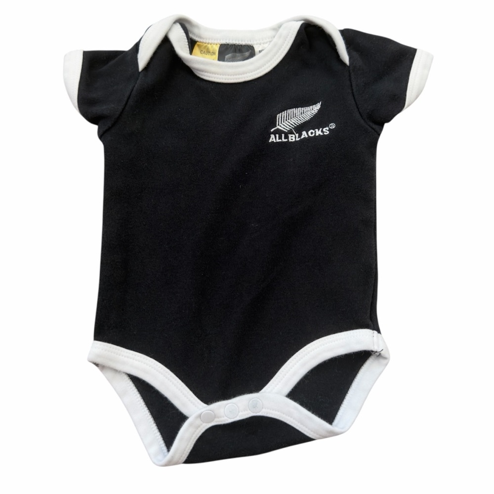 All Blacks Rugby Baby Onesie 3-6M Black Infant Bodysuit One Piece Sports Logo - Picture 2 of 7